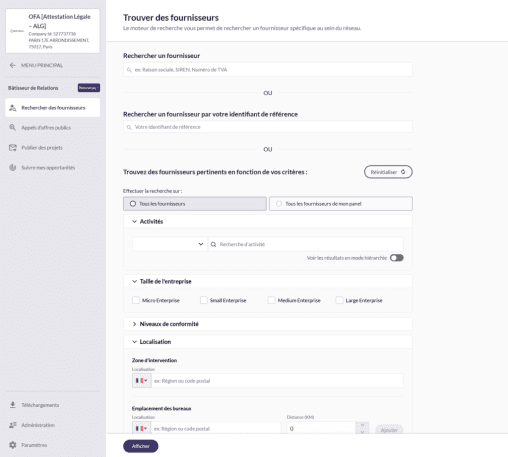 FR Marketplace Rechercher des fournisseurs