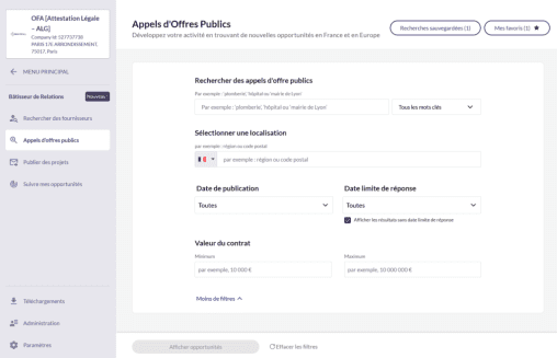 FR Marketplace Rechercher un AO public