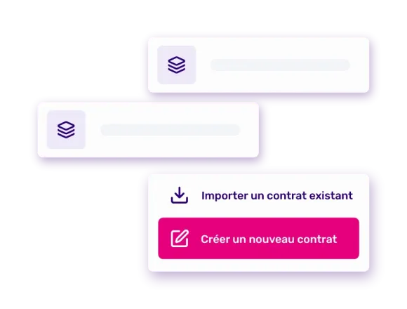 Interface de gestion contractuelle permettant d’importer ou de créer un contrat de chantier BTP