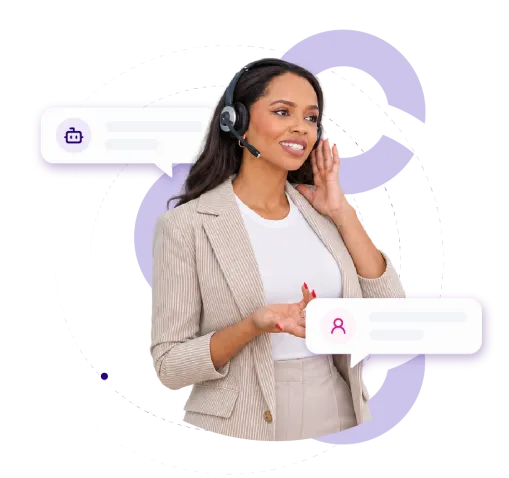 Illustration de l’accompagnement client Once For All avec chatbot, assistance et expertise humaine