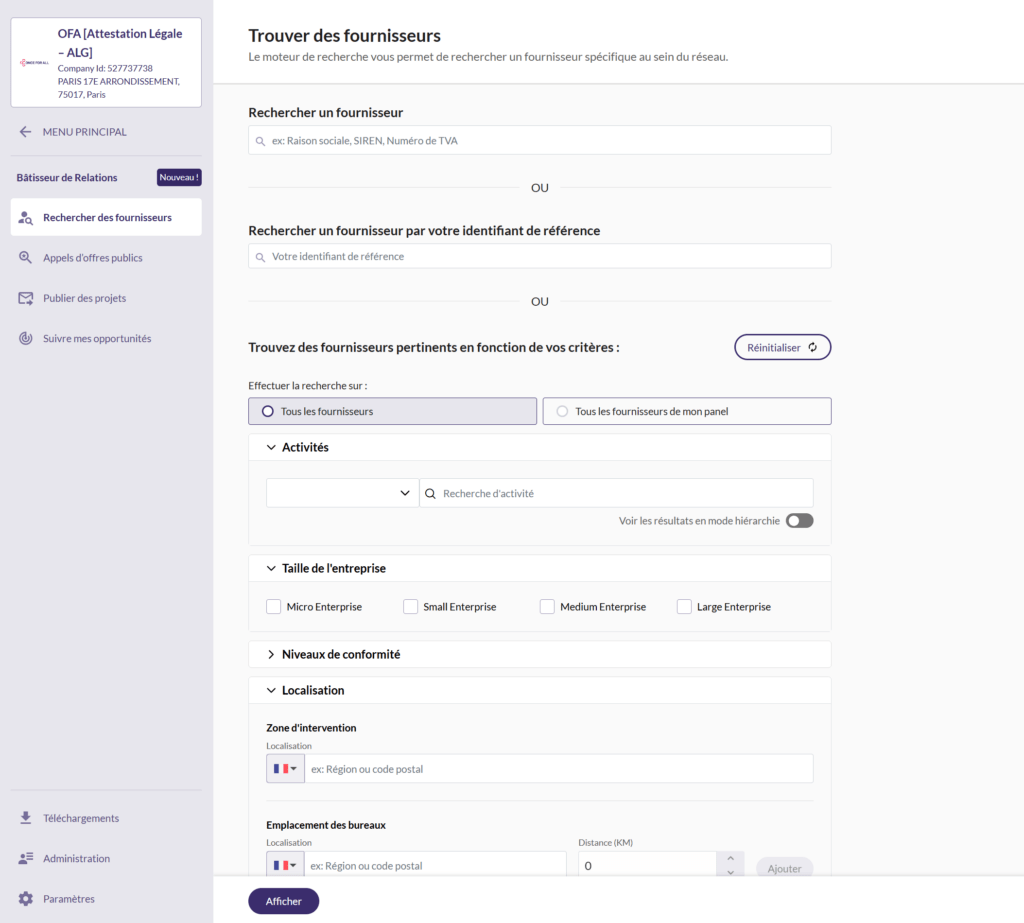 FR Marketplace Rechercher des fournisseurs 1
